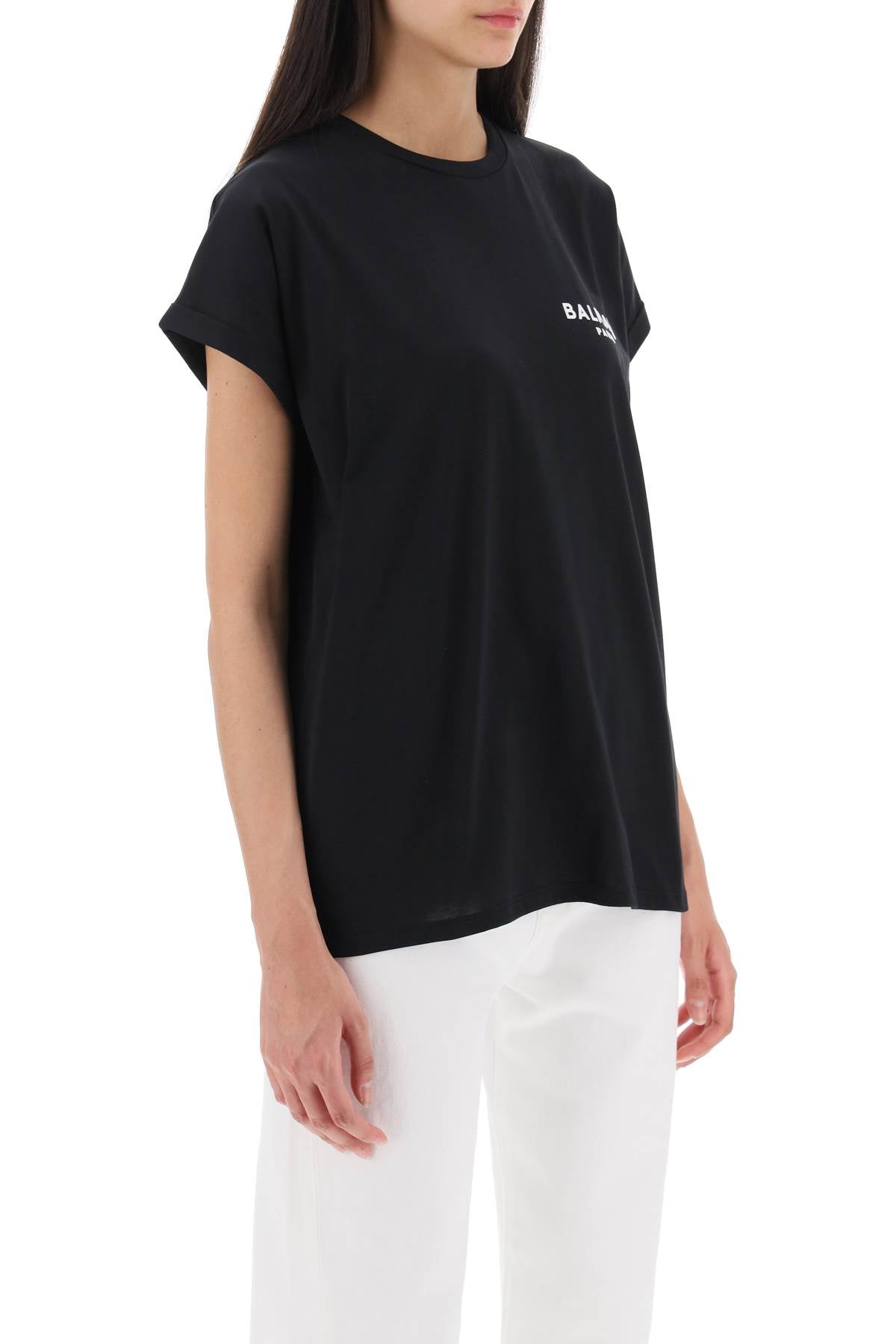 Balmain Flocked Logo Print T-Shirt for Men - Stylish Casual & Streetwear Outfits