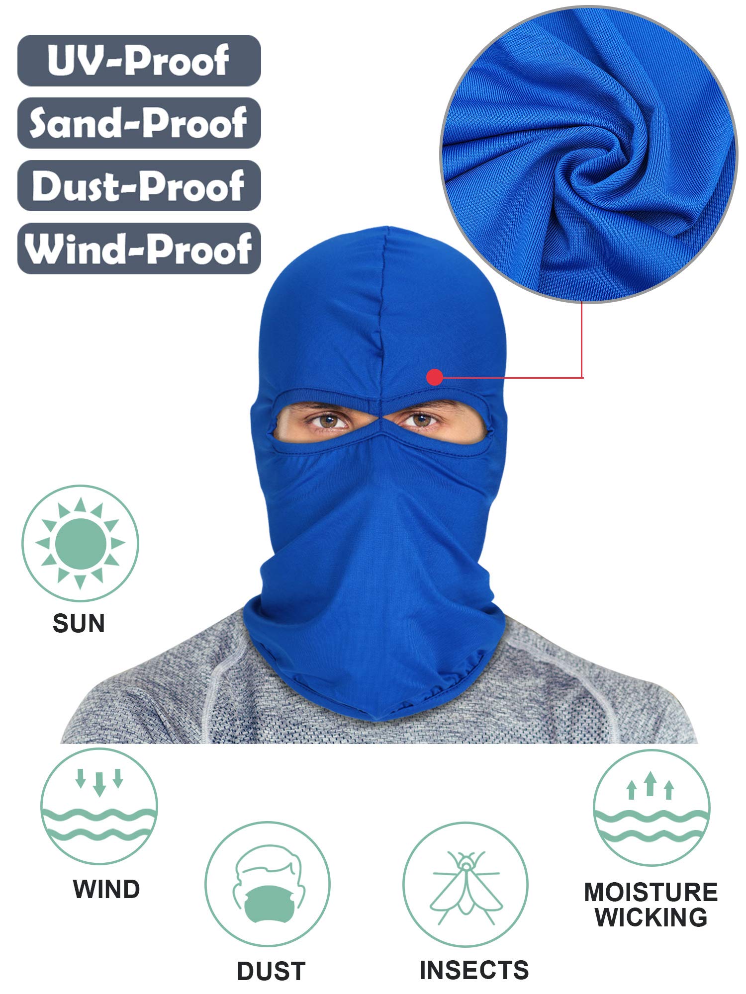 Syhood 6-Pack Ice Silk Balaclava Mask - UV Protection Full Face Cover for Outdoor Sports, Skiing, Cycling & Motorcycle Riding - Windproof Unisex Ski Mask for Men & Women (Ideal for Winter Sports, Hiking & Cold Weather Activities)