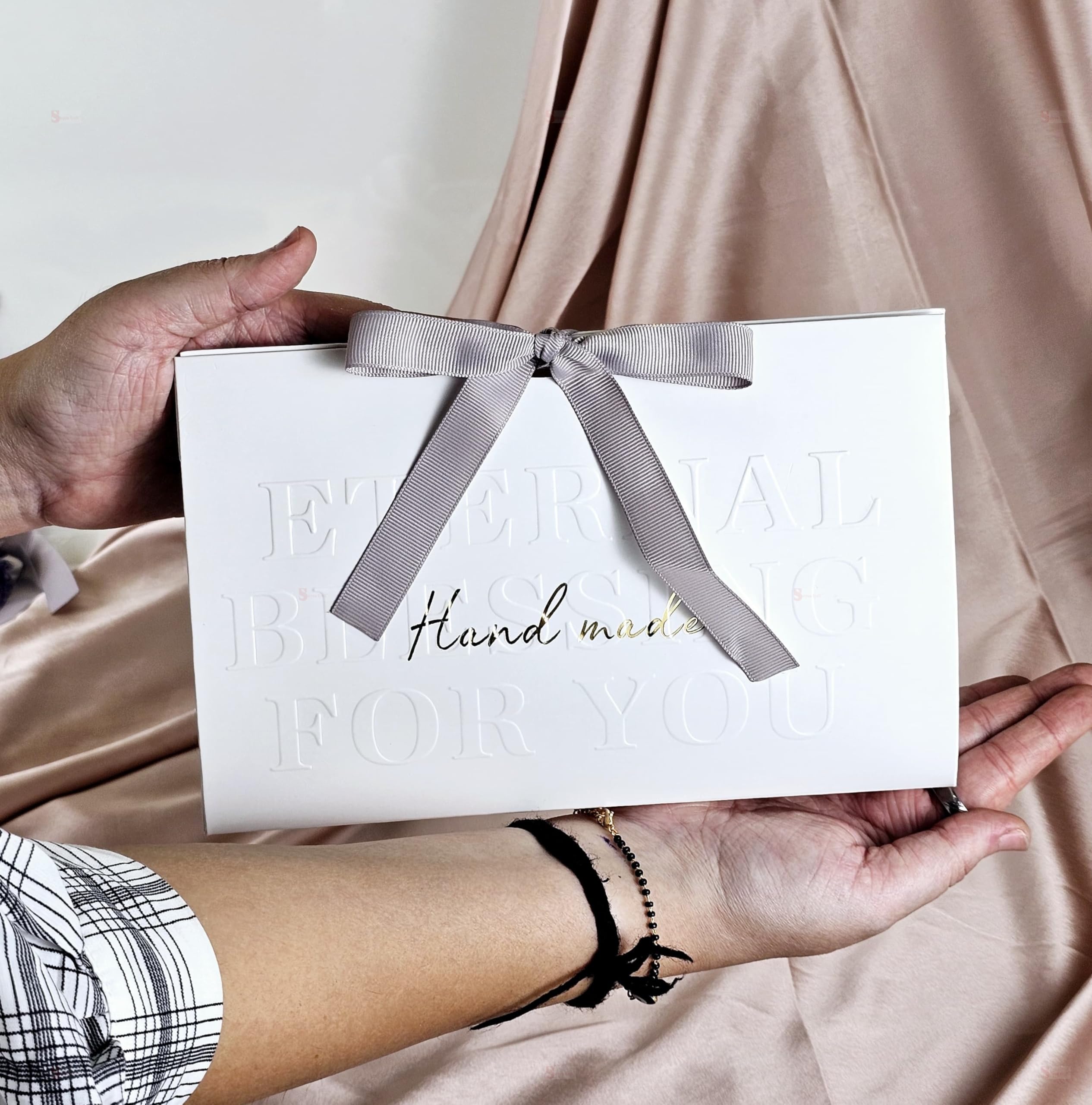 4-Piece White Folding Paper Gift Box Set with Ribbon - Elegant Wedding Favor Boxes, Birthday Party Decor, Valentine's Day & Festival Gift Packaging - Perfect for Chocolates, Jewelry & Small Gifts (White)