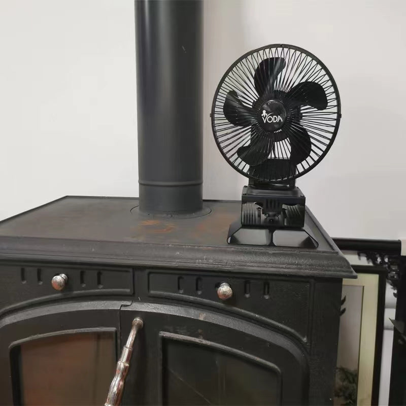 Eco-Friendly Heat Powered Oscillating Stove Fan with Shell Protection - Silent & Efficient for Wood Stoves, Fireplaces & Home Heating - VDSF695RB