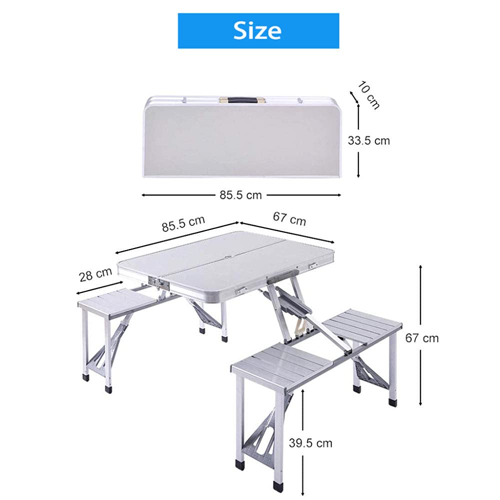 Portable Folding Camping Picnic Table Set - Lightweight Aluminum Alloy Outdoor Dining Table with 4 Chairs for Camping, BBQ, Beach, Garden & Patio | Perfect for Outdoor Adventures, Picnics, Tailgating & Backyard Parties