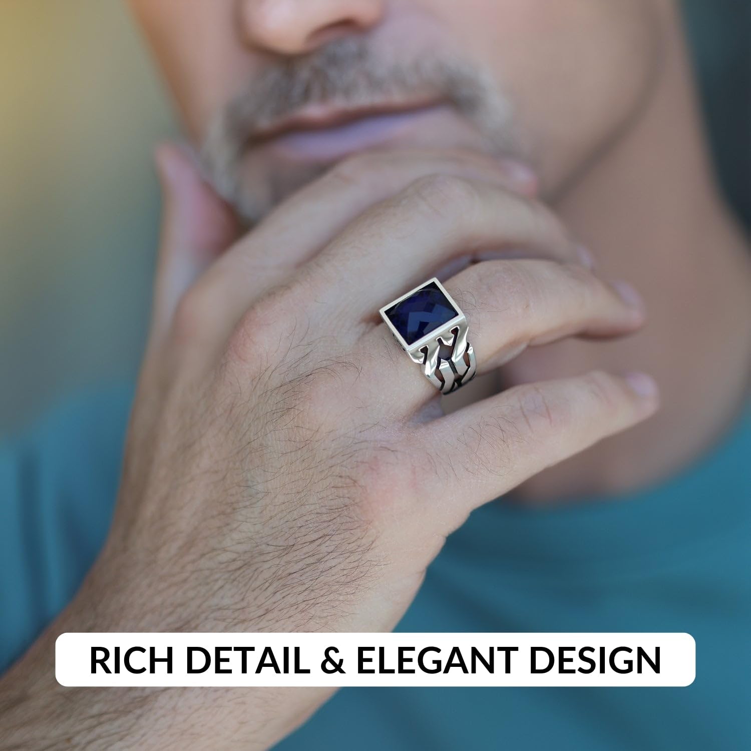 925 Sterling Silver Rings for Men - Onyx, Turquoise & CZ Stone Options | Durable Mens Wedding Band, Fashion Jewelry & Gift for Him | Perfect for Engagements, Anniversaries & Everyday Wear