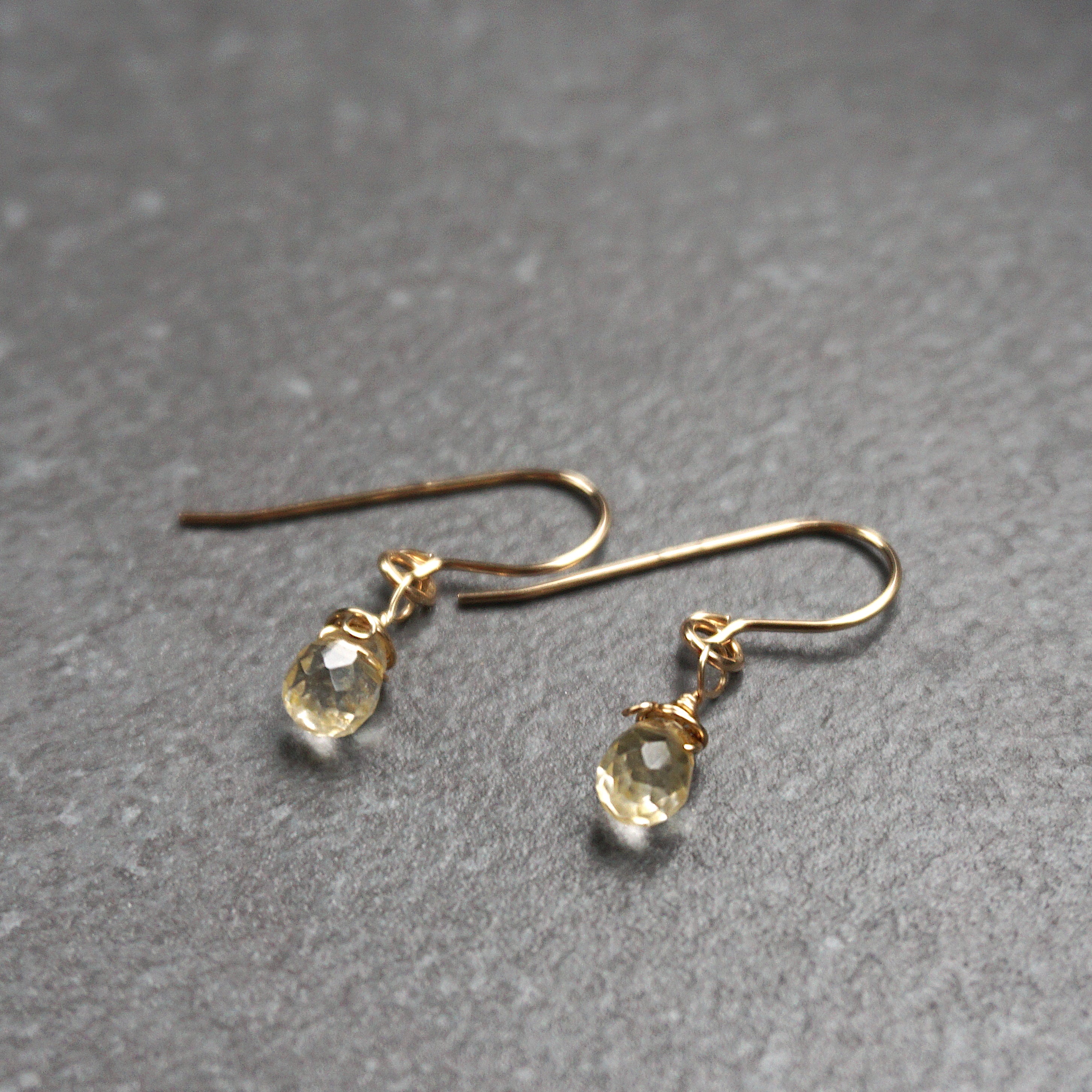14k Gold Filled Citrine Teardrop Earrings for Women - Elegant Dangle Drop Earrings for Wedding, Party & Everyday Wear
