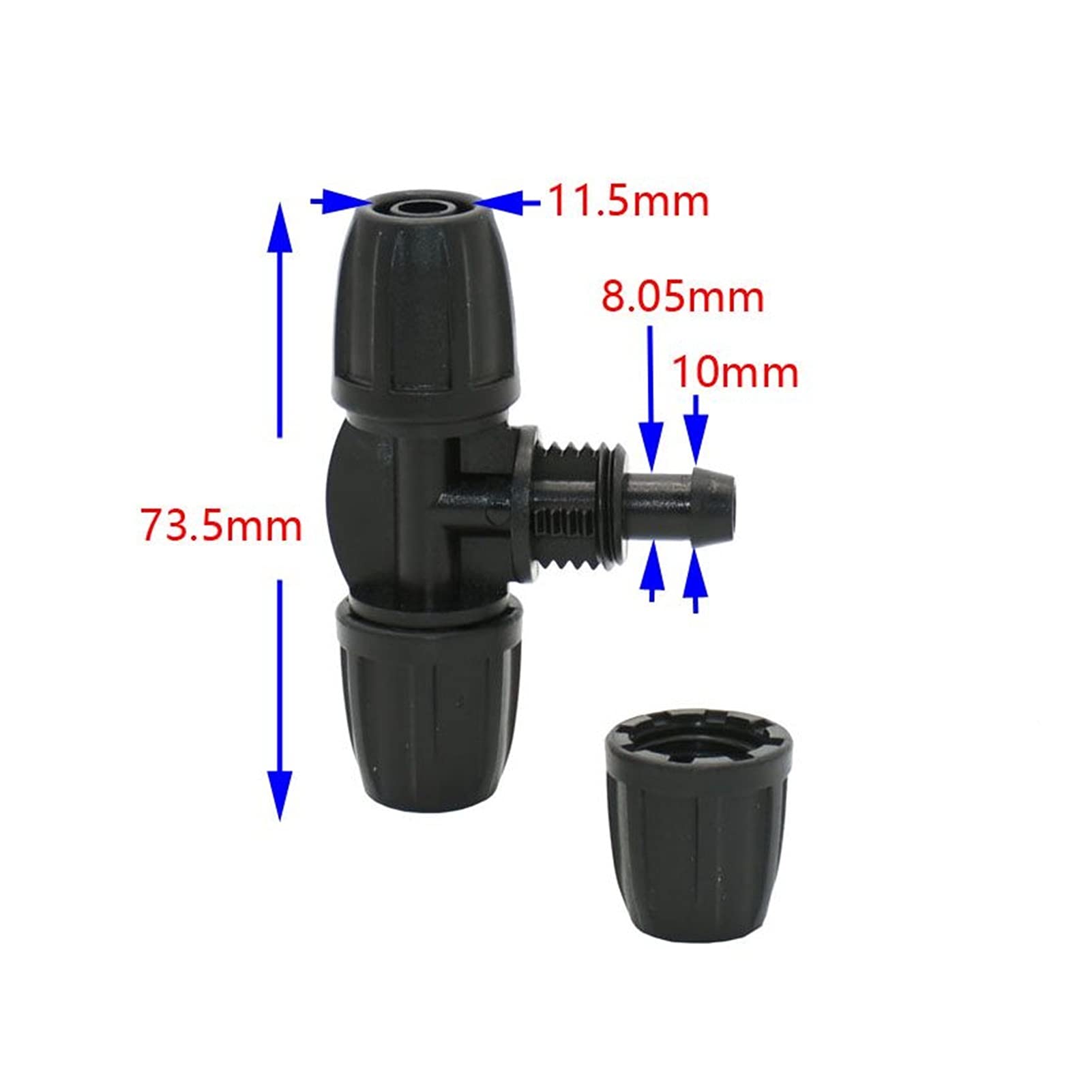 **3/8 Inch Garden Hose Fittings - 25 Pcs Black Water Pipe Tee Manifold, 8/11 Barb T-Joint, 3-Way Threaded Lock for Irrigation, Lawn & Garden Watering Systems**