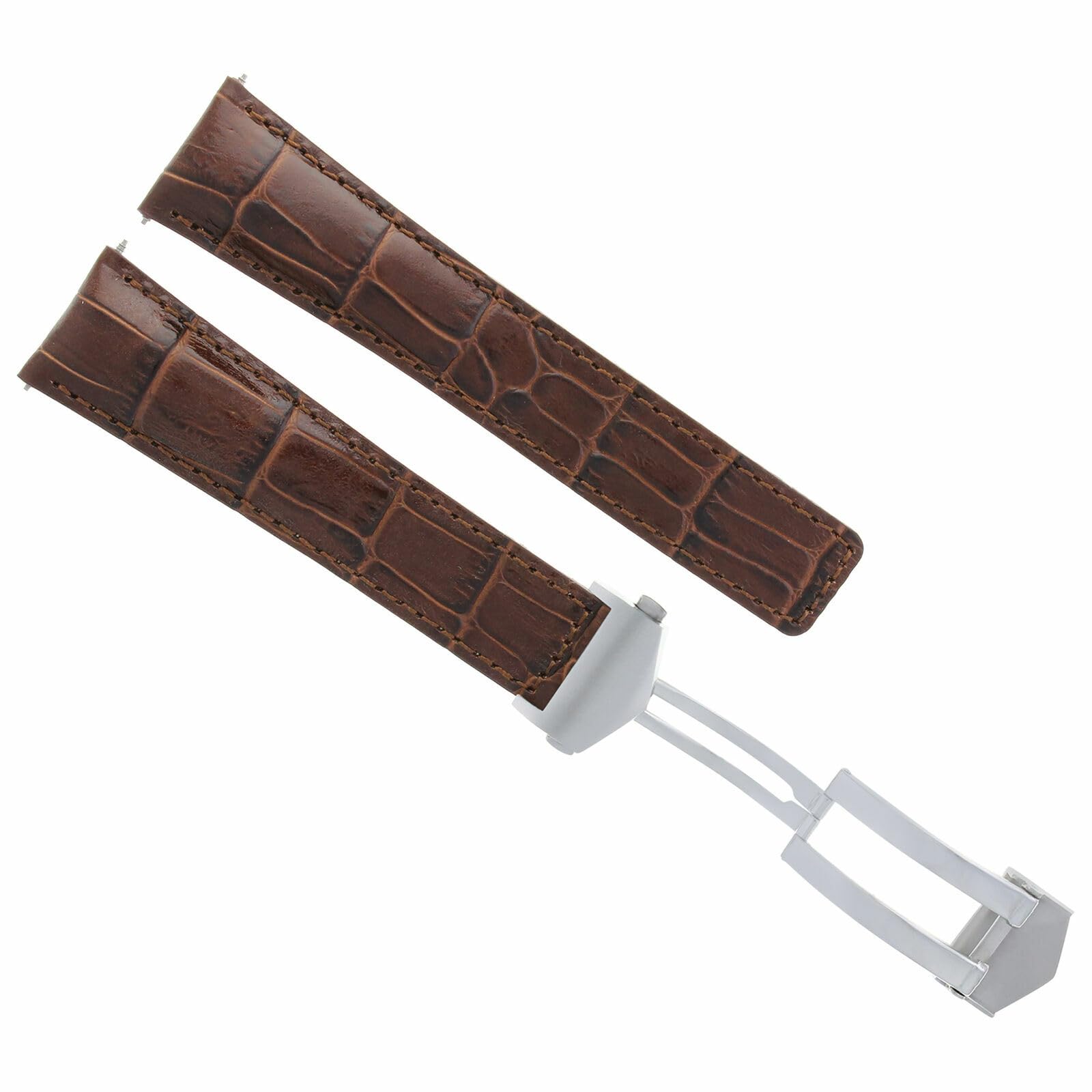 19mm Leather Watch Band for Tag Heuer Carrera - Brown Strap Replacement for Twin Time Calibre 7 | Dress & Casual Wear