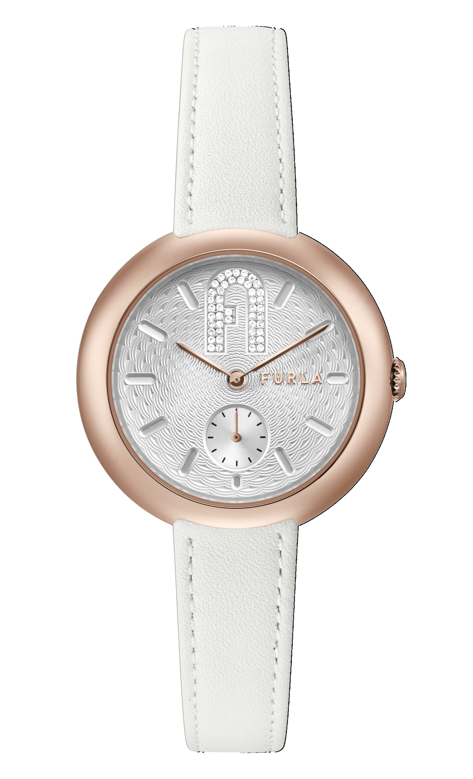 Furla Women's Stainless Steel Quartz Dress Watch with Genuine Leather Strap - White Dial, 14mm - WW00013004L3 - Elegant Timepiece for Office, Business Meetings & Formal Occasions