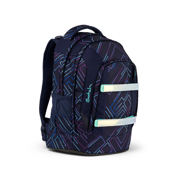 Satch Pack Purple Laser Backpack - Waterproof & Durable Travel Backpack for Hiking, Camping, School & Work - Lightweight & Spacious Design with USB Charging Port