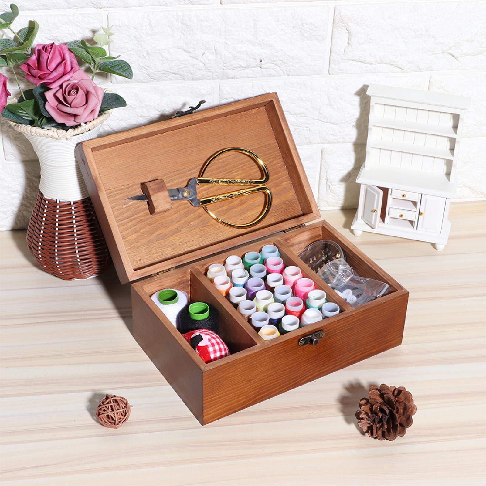 Premium Wooden Sewing Kit with Complete Accessories - Multifunctional Home Repair Tool Set for DIY, Mending & Crafting | Perfect for Tailoring, Quilting & Emergency Clothing Repairs