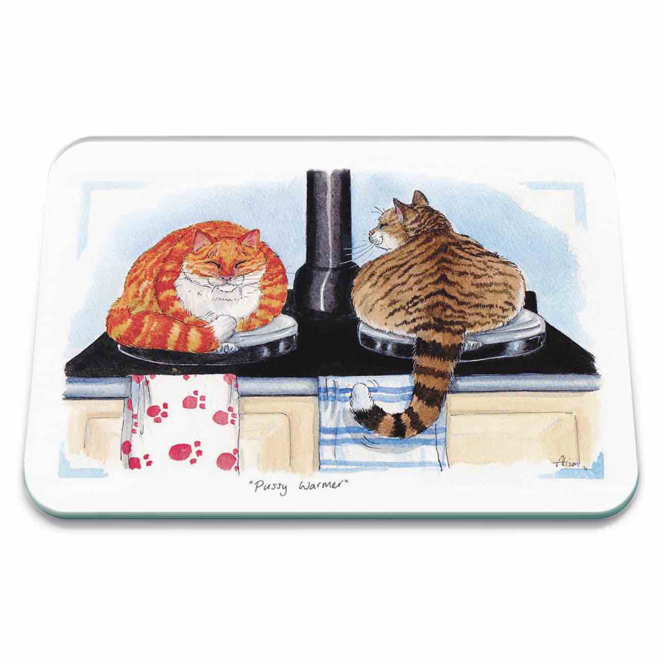 Cozy Cat-Themed Desk Mat & Worktop Protector - Non-Slip Heat-Resistant Keyboard Pad for Office, Gaming, and Home Workspace (Black)