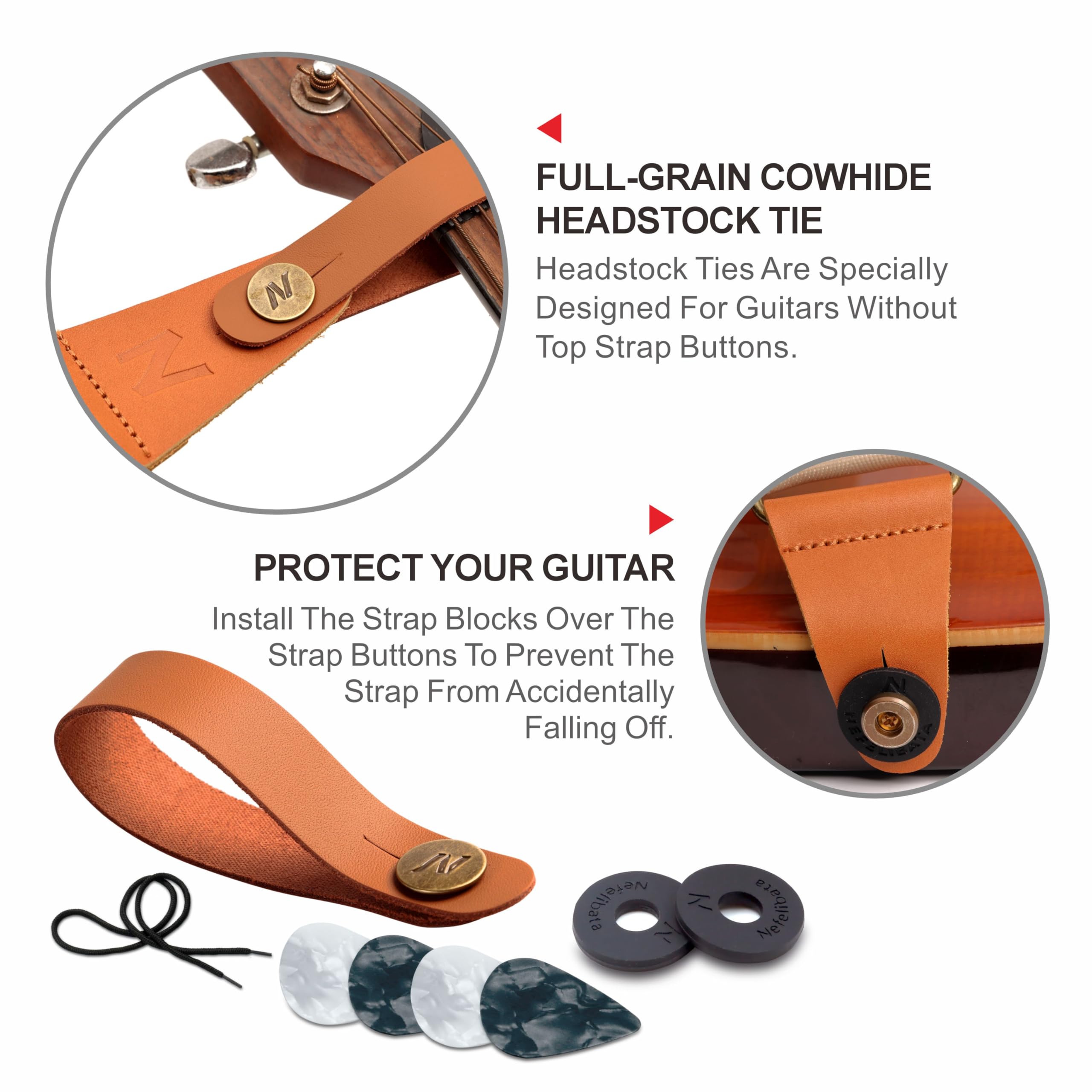 Premium Nylon Guitar Strap with Leather Ends & Pick Pocket - Compatible with Bass, Electric & Acoustic Guitars - Includes Free Strap Button, Strap Locks (1 Pair) & 4 Guitar Picks (Green) - Perfect for Live Performances, Studio Sessions & Practice