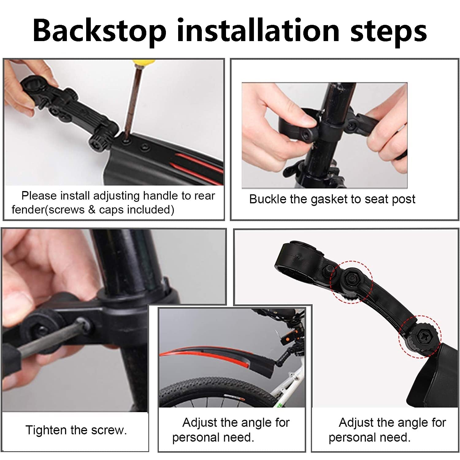 Adjustable Front & Rear Bike Mud Guards - Durable Mountain & Road Bicycle Fenders Set (Red) | Perfect for Wet Weather Cycling, Trail Riding & Commuting