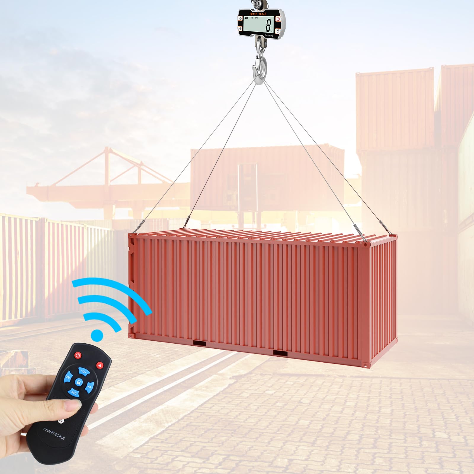 Hyindoor 2000kg/4400lb Digital Crane Scale with Remote - 2 Ton Heavy Duty Industrial Hanging Scale for Construction, Warehouses & Shipping