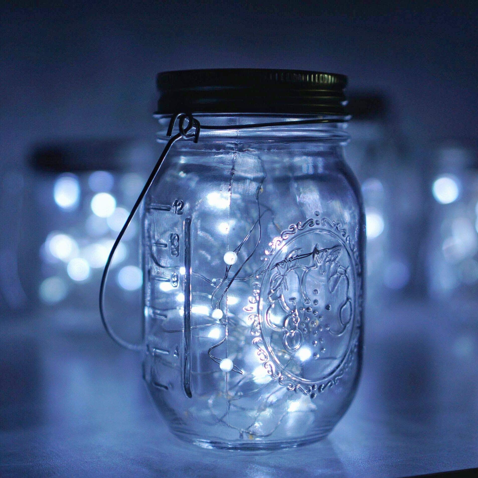 6 Pack Solar Mason Jar Lights - 20 LED Fairy String Lights with Hangers, Waterproof Firefly Lanterns for Outdoor Wedding, Garden, Patio & Christmas Decor (Cold White) | Perfect for Backyard Parties, Romantic Evenings & Holiday Lighting