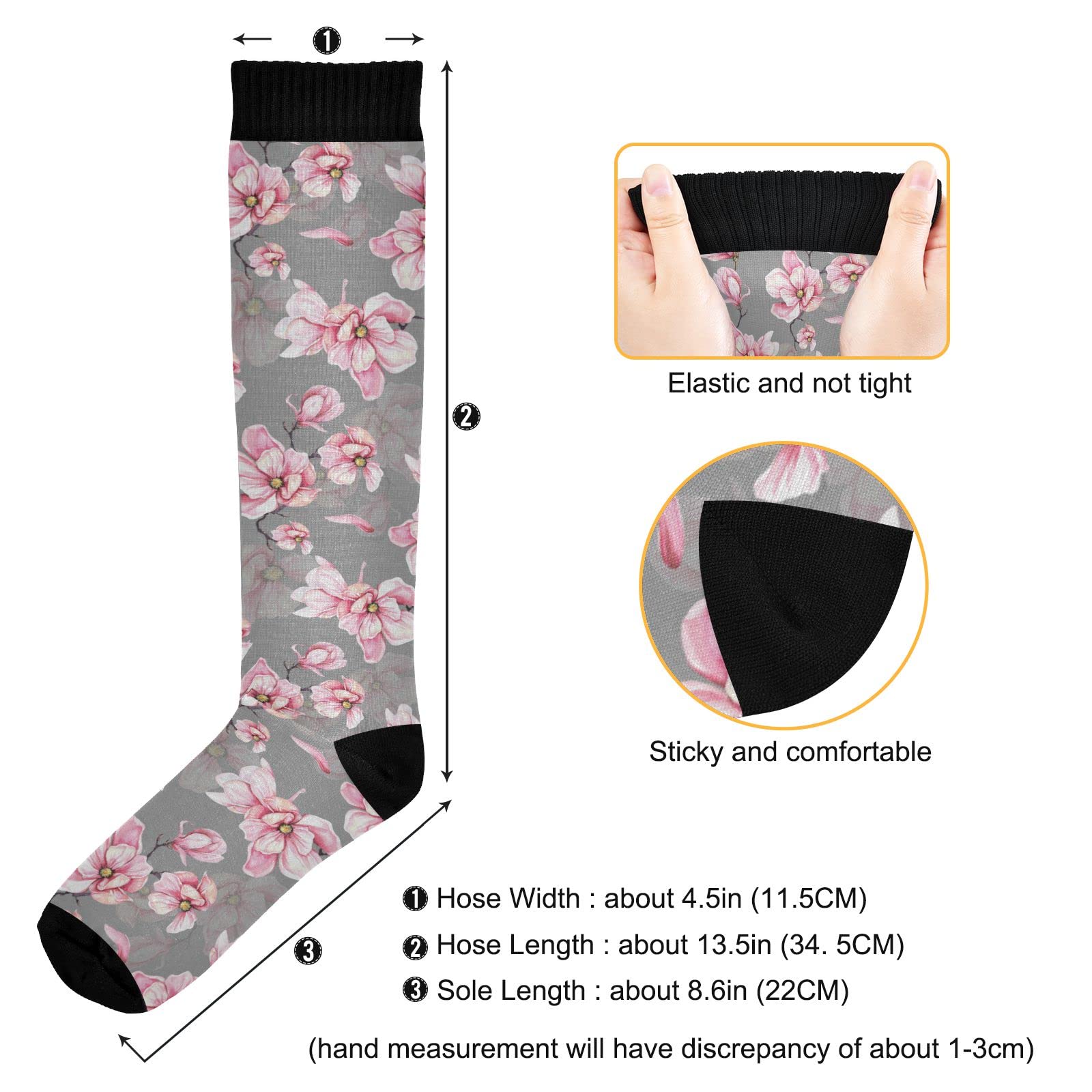 JUNZAN Magnolia Grey Compression Socks for Women & Men - 20-30 mmHg Graduated Support Socks for Running, Cycling, Nursing & Travel - Improve Blood Circulation & Reduce Swelling