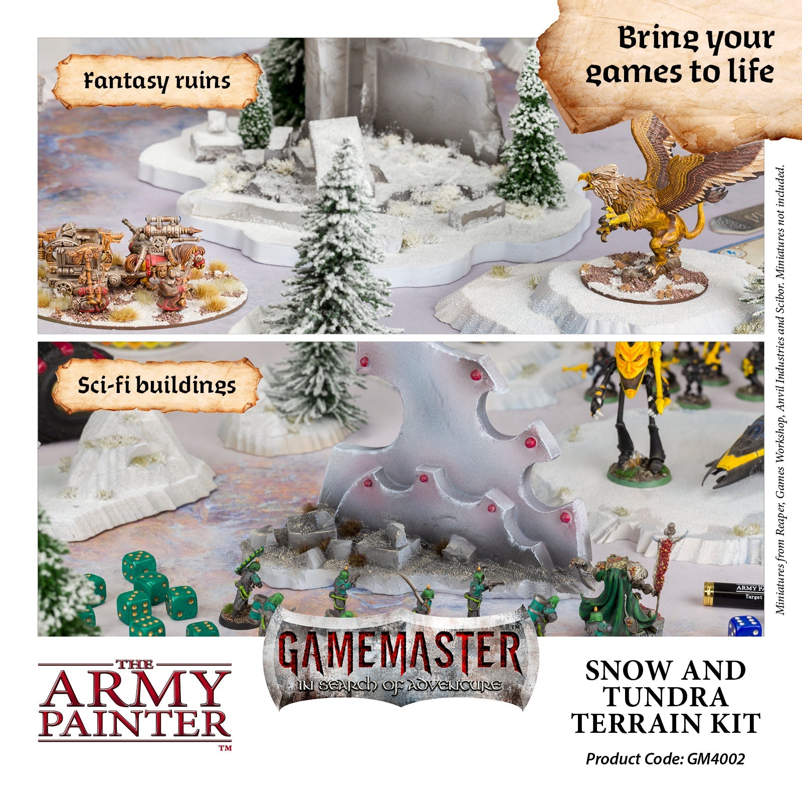 GameMaster Terrain Kit: Snow & Tundra Set for Tabletop RPG & Wargaming - D&D, Warhammer & Miniature Battle Scenes