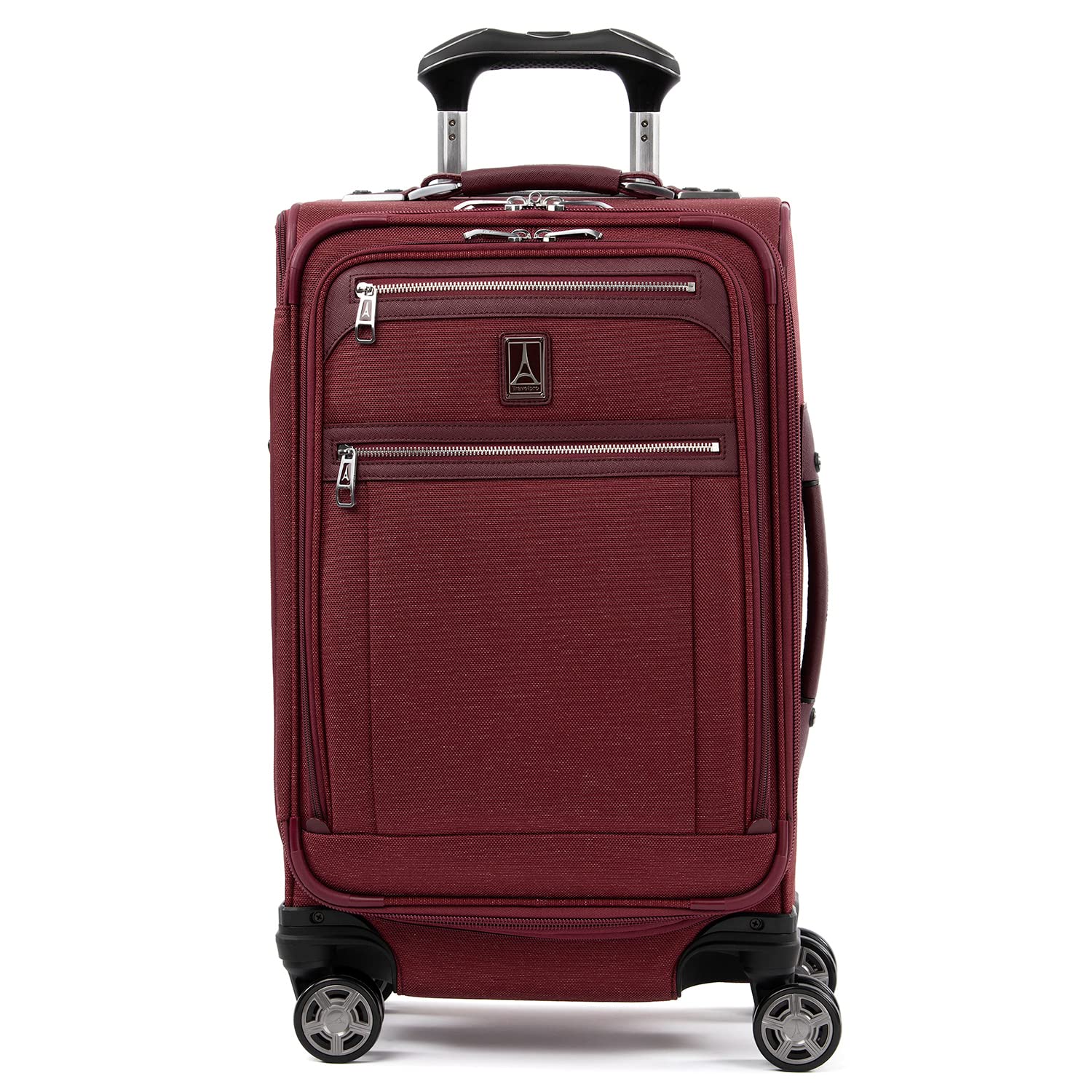 Travelpro Platinum Elite Expandable 21-Inch Carry-On Luggage with 8 Spinner Wheels, USB Charging Port & Suiter - Lightweight Softside Spinner Suitcase for Men & Women (Bordeaux Red) - Perfect for Business Travel & Weekend Getaways