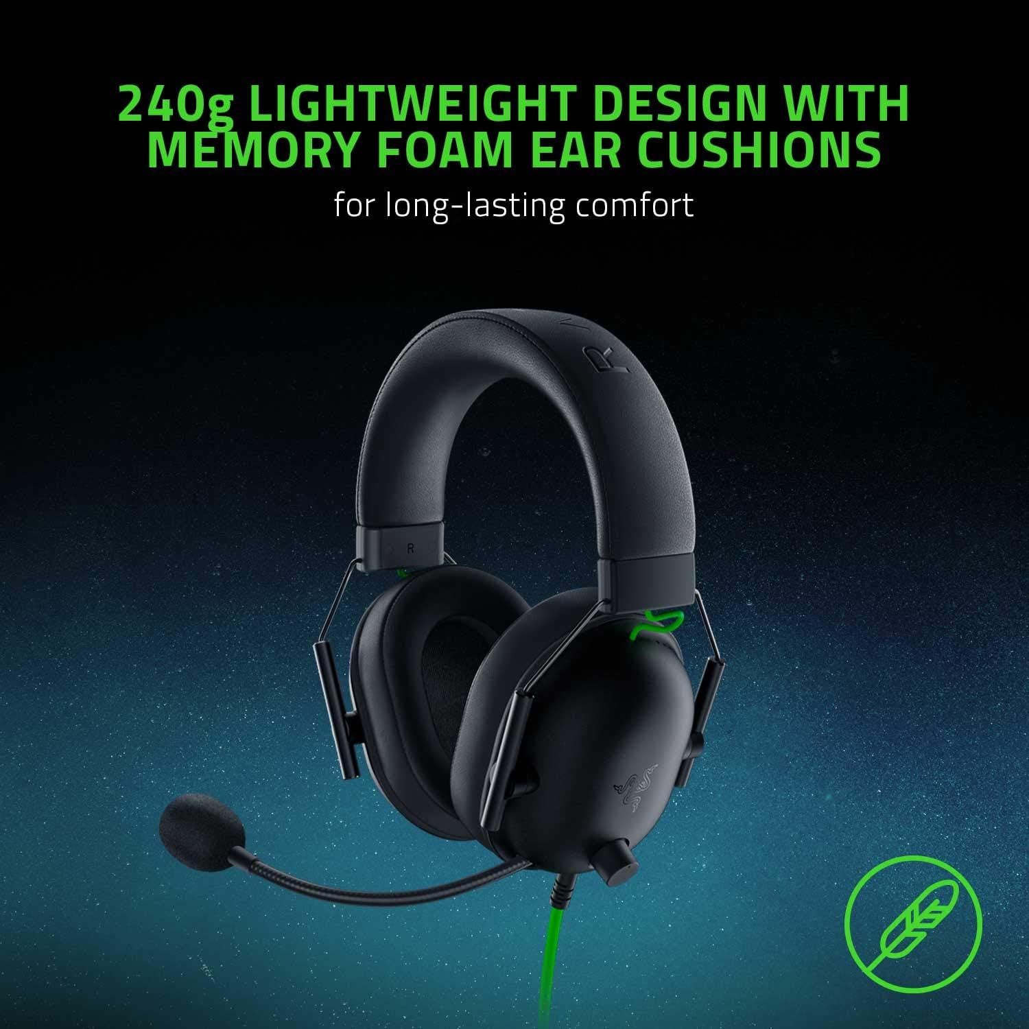 Razer BlackShark V2 X Gaming Headset with 7.1 Surround Sound, 50mm Drivers & Memory Foam Cushion - Compatible with PC, PS4, PS5, Nintendo Switch - 3.5mm Audio Jack (Black) - Perfect for Competitive Gaming, Streaming & Esports