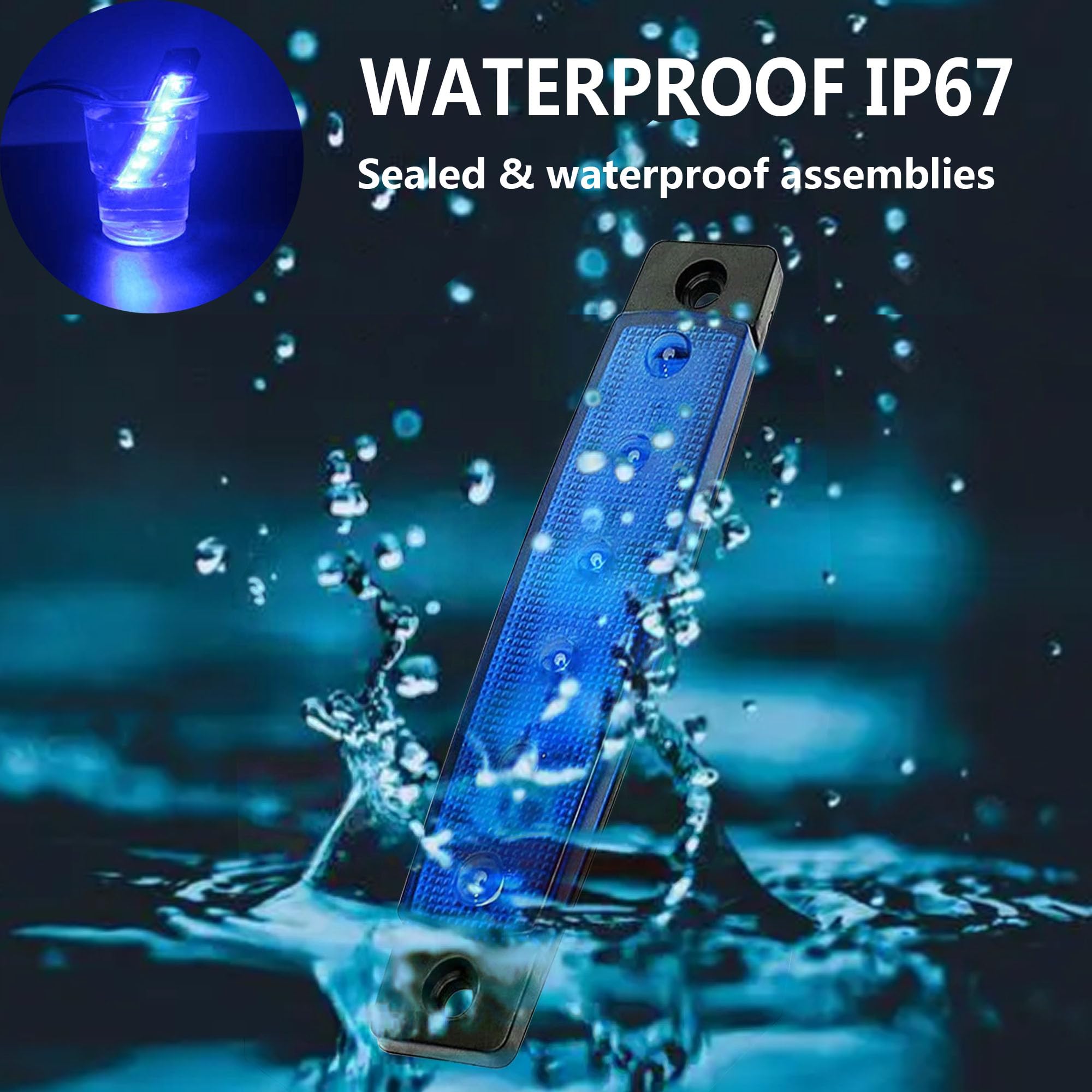 12V Blue Waterproof Marine Boat Lights - 10Pcs LED Navigation Lights for Deck, Transom, Cockpit, Bow & Stern - Perfect for Kayaks, Yachts, Fishing Boats, Pontoons & Sailboats - Ideal for Night Fishing, Cruising & Water Safety
