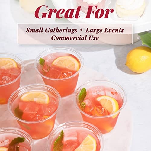 50 Clear Plastic Cups 9oz - Disposable PET Plastic Wine Glasses for Parties, Weddings, Events & Home Use - BPA-Free Shatterproof Drinkware