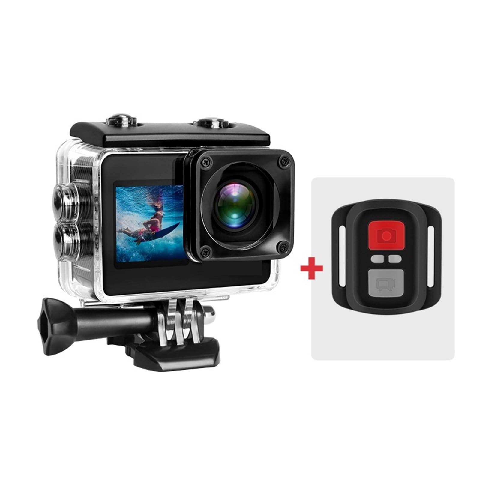 MZZYG 4K Action Camera with Touch Screen & Remote Control - Waterproof Sports Camera for Vlogging, Diving, Cycling & Outdoor Adventures (Bundle with Remote)