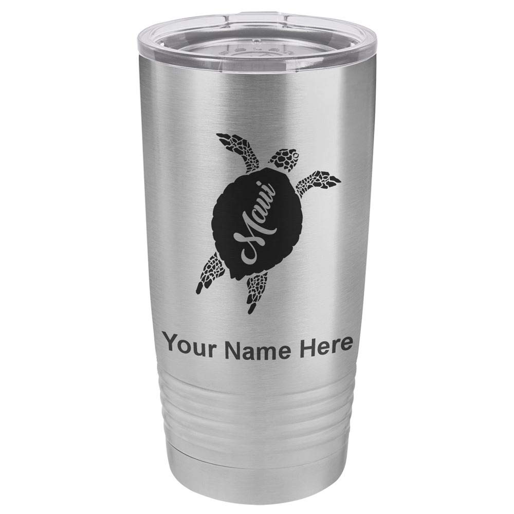 LaserGram 20oz Vacuum Insulated Stainless Steel Tumbler Mug with Personalized Engraving - Maui Sea Turtle Design | Keeps Drinks Hot/Cold for Hours | Perfect for Office, Travel, Gym & Outdoor Activities