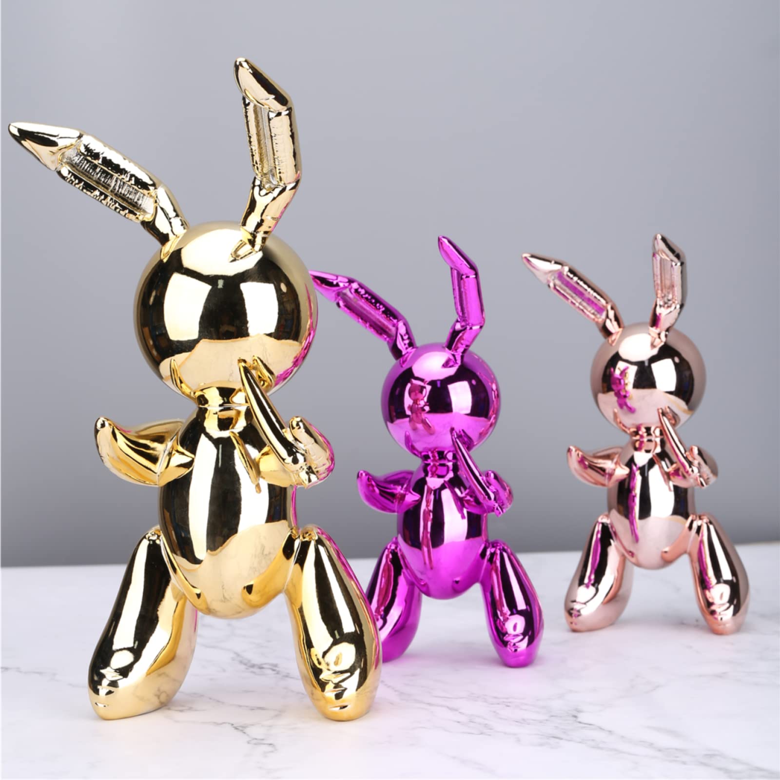 Cute Balloon Rabbit Animal Statue - 35Cm Gold Resin Sculpture for Home Decor | Perfect for Living Room, Bedroom & Gift Giving