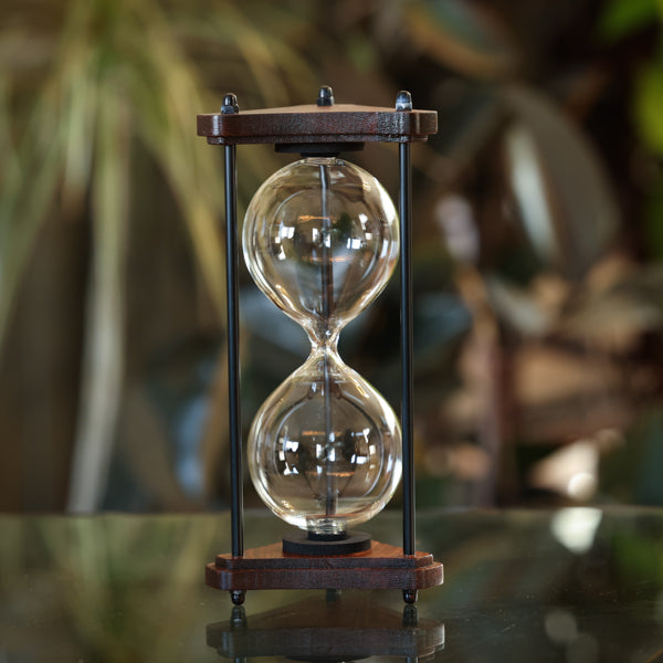 Premium Triangle Square Hourglass Kit with Black Metal Spindles - Perfect for Home Office Decor, Meditation Timer, and Unique Gift Idea