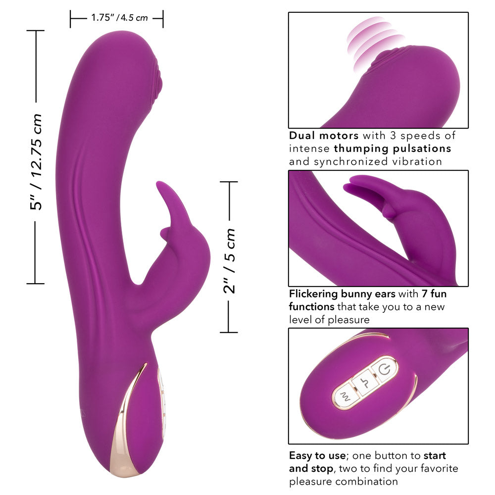 Jack Rabbit Signature Silicone Thumping Rabbit Vibrator - Dual Stimulation G-Spot & Clitoral Massager for Women - Perfect for Solo Play & Couples Intimacy