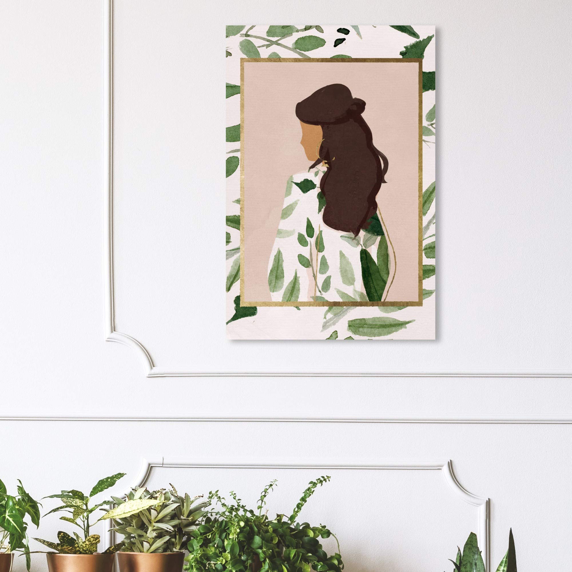 Wynwood Studio Fashion & Glam Wall Art Canvas Print 'Palette of Foliage Vertical' - 24x36 Inches Green & White Abstract Painting - Perfect for Living Room, Bedroom, Office Decor