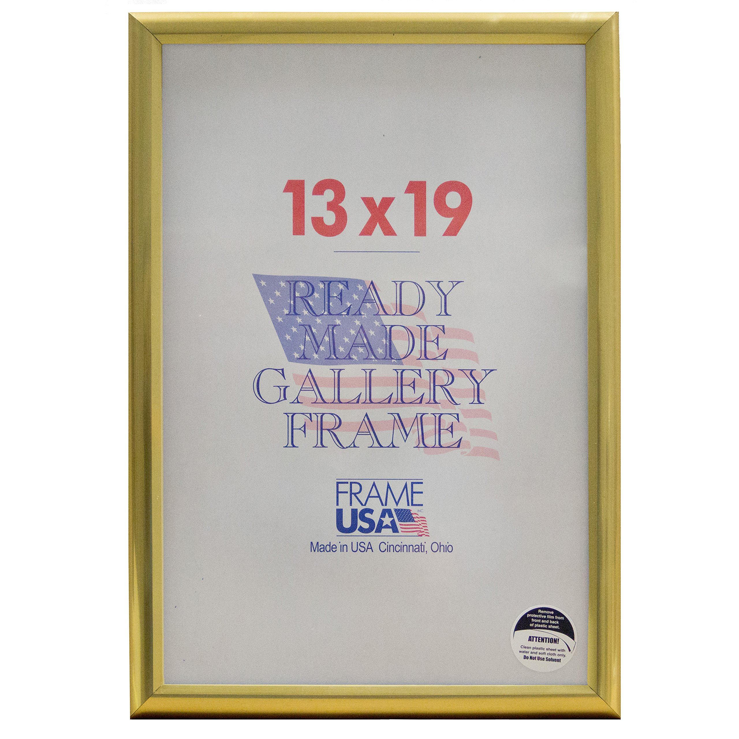 Frame USA 13x19 Deluxe Polystyrene Plastic Poster Frames (Gold) - American Made Wall Art Display for Home, Office & Classroom Decor