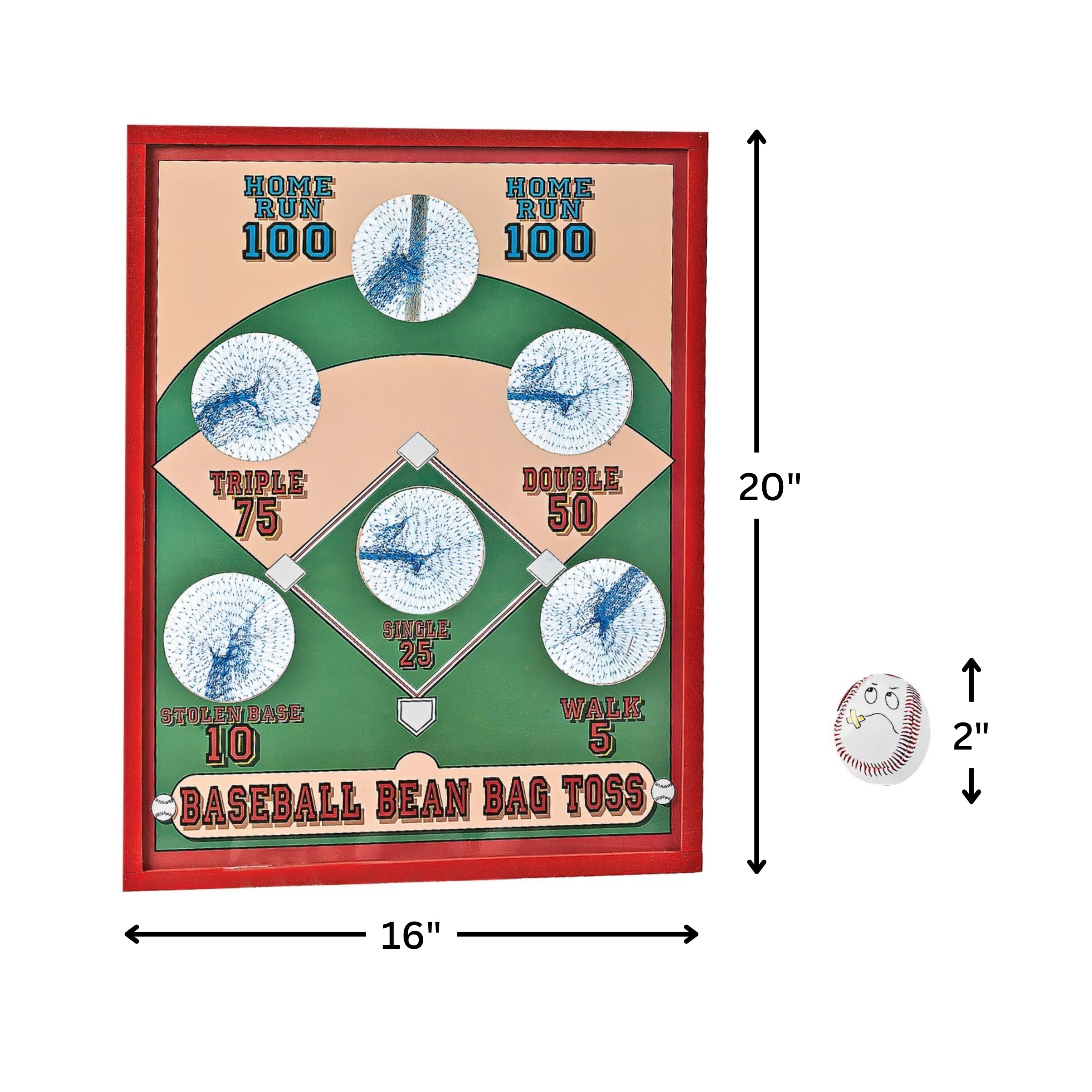 Baseball Bean Bag Toss Game Set - Wooden Board with 5 Bean Bags for Outdoor & Indoor Fun - Perfect for Birthday Parties, Backyard BBQs, and Family Game Nights