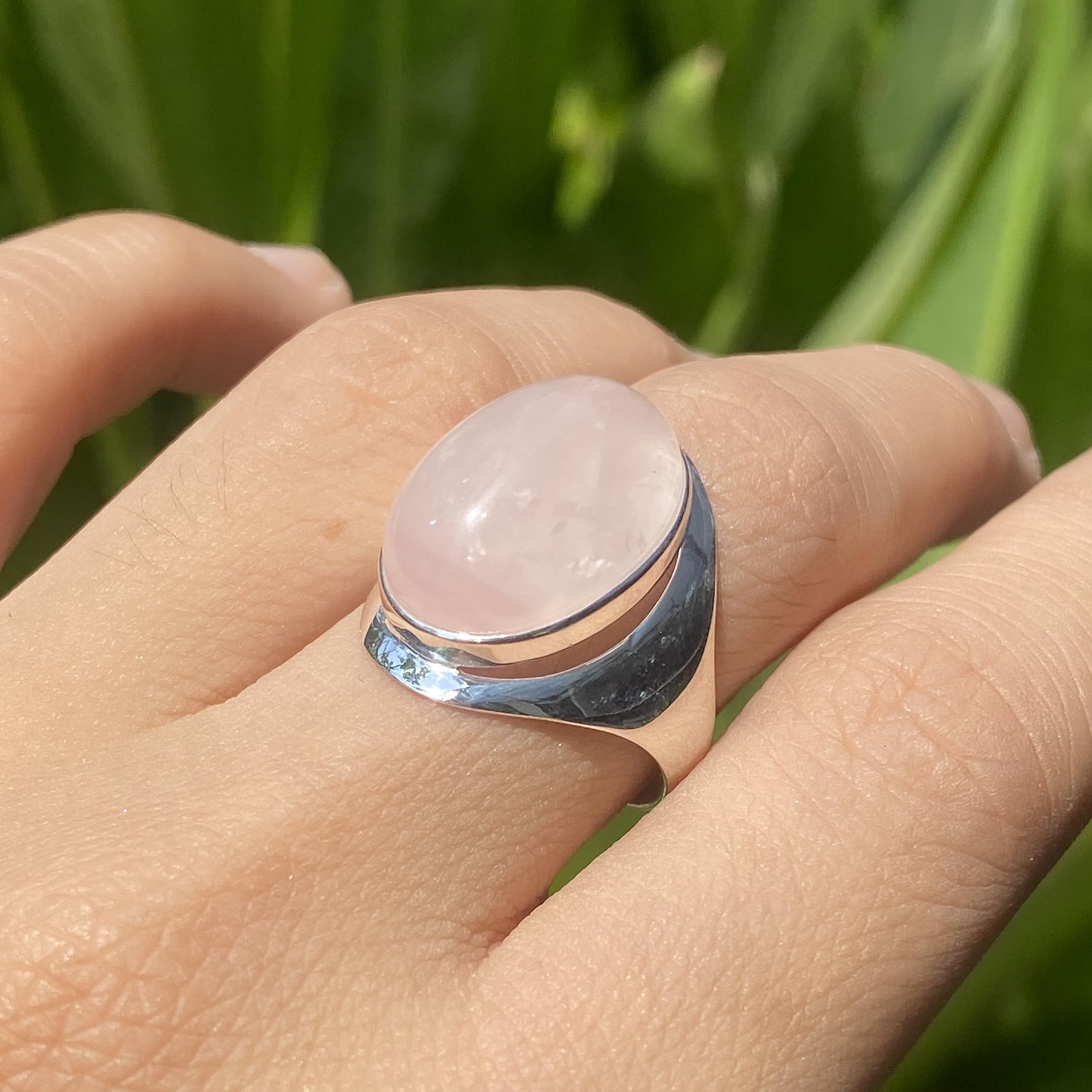 925 Sterling Silver Rose Quartz Ring | 13x18mm Oval Natural Rose Quartz Stone Ring for Women | Perfect for Meditation, Healing & Spiritual Jewelry Gifts