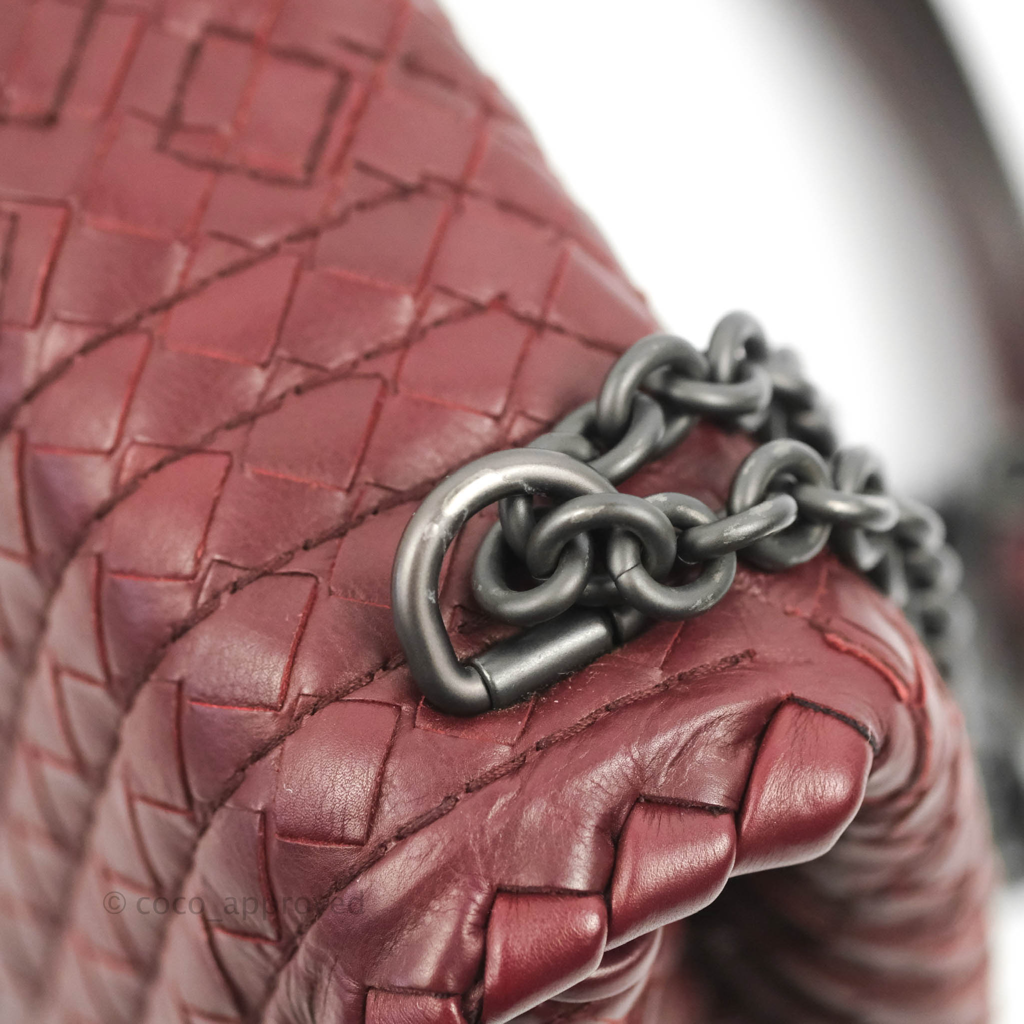 Bottega Veneta Small Nappa Intrecciato Olimpia Shoulder Bag in Dark Red | Luxury Leather Crossbody Purse for Women | Perfect for Date Night, Office & Travel