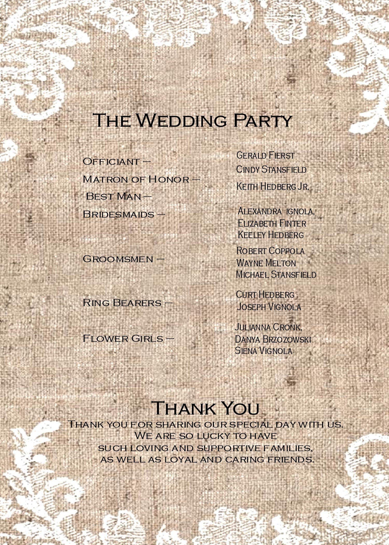 Personalized Wedding Fans for Guests - Rustic Burlap & Lace Program Fans Set of 10 - Perfect Wedding Favors for Outdoor, Beach, and Summer Weddings