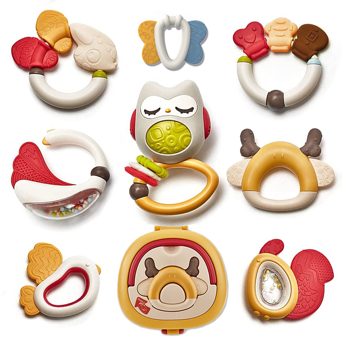 Best Baby Rattles & Teething Toys Set for 0-6 Months - 8PCS Infant Sensory Toys with Storage Box | Perfect Newborn Gifts for Baby Girls & Boys | Great for Early Development, Soothing & Playtime