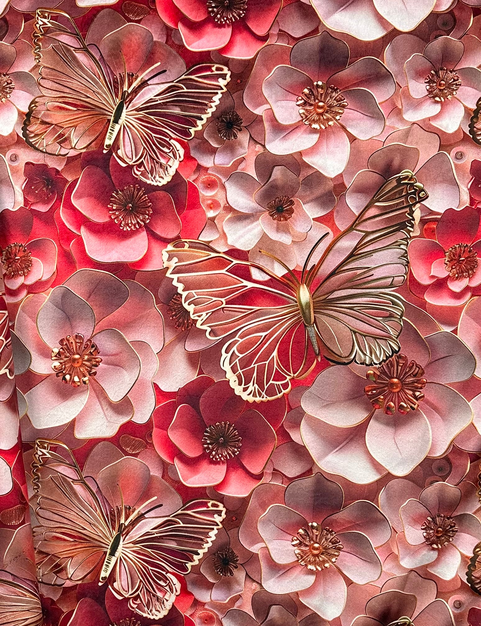 Golden Butterflies & Coral Flowers Rose Luxe Large 53x79 Minky Blanket - Soft Plush Throw for Bedroom, Couch & Nursery Decor