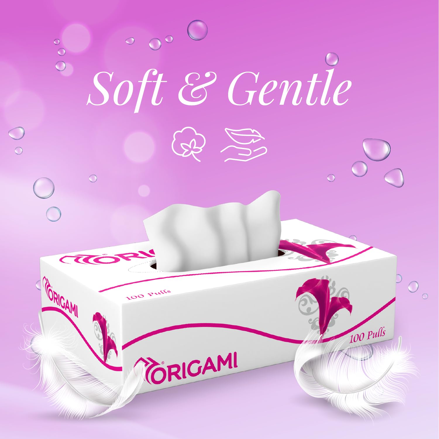 Premium Origami 2-Ply Facial Tissues | 3-Pack Soft Car Tissues (100 Pulls/Box, 600 Sheets Total) | For Home, Office & Travel Use