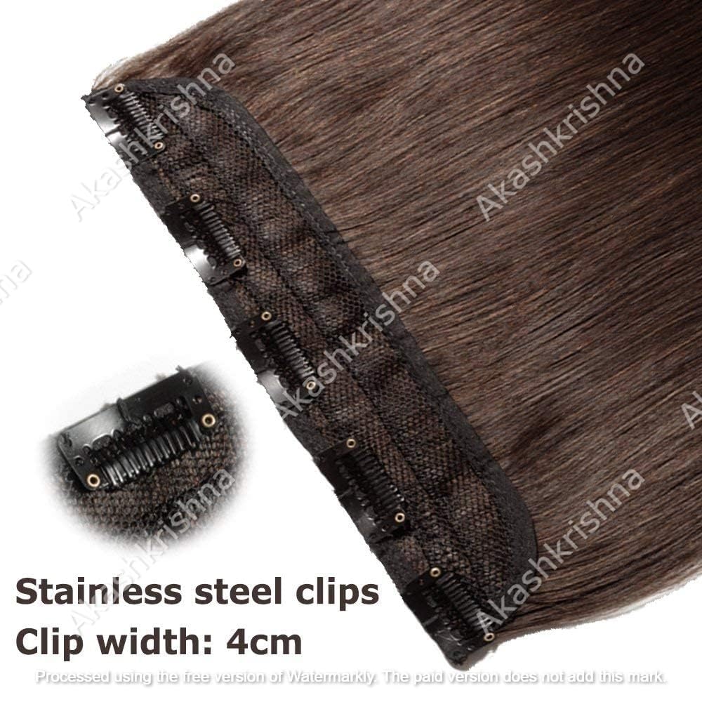 24 Inch Brown Straight Hair Extensions with Clips for Women & Girls | Natural-Looking Human Hair Weft for Styling, Volume & Length | Perfect for Parties, Weddings & Daily Wear