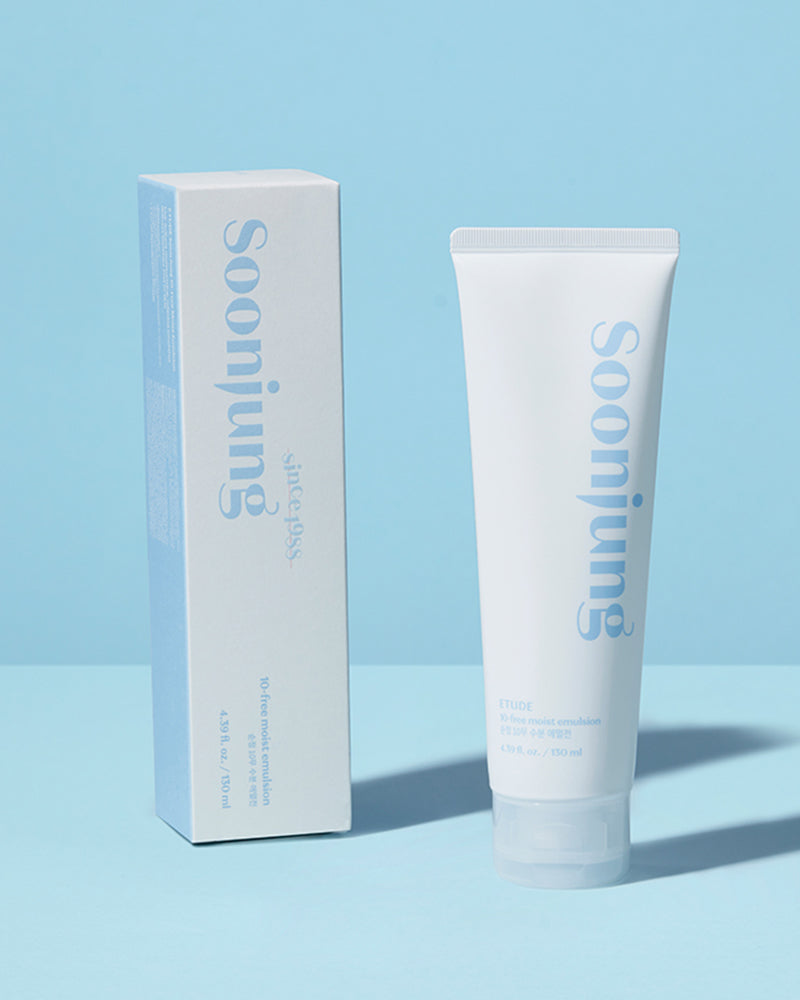 Etude SoonJung 10-Free Moist Emulsion 130mL - Hypoallergenic Facial Moisturizer for Sensitive Skin | Daily Hydration & Soothing Care for Dry, Irritated Skin