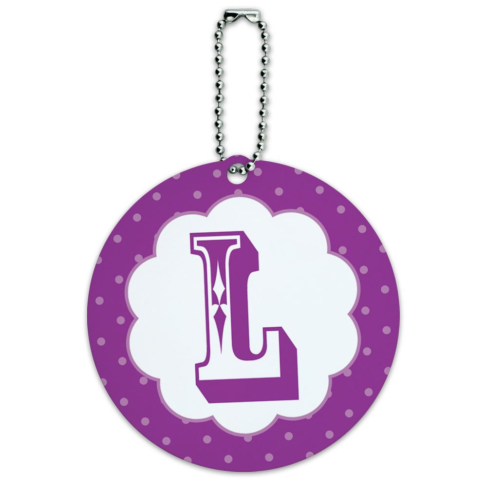 Personalized Letter L Initial Flower Purple Round Luggage Tag - Durable Suitcase ID Card for Carry-On Bags | Perfect for Travel, Business Trips & Vacation Identification