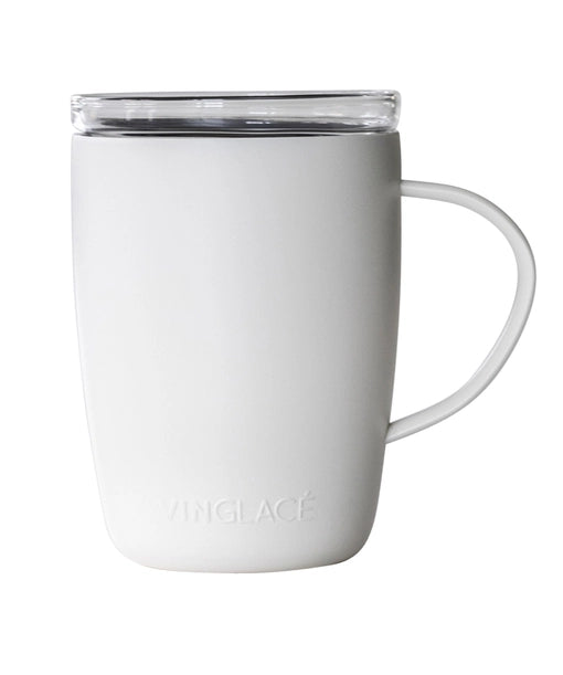 Premium White Coffee Mug by Vinglacé - Insulated Travel Mug for Office, Home & Outdoor Use - BPA-Free Ceramic Cup with Lid & Handle