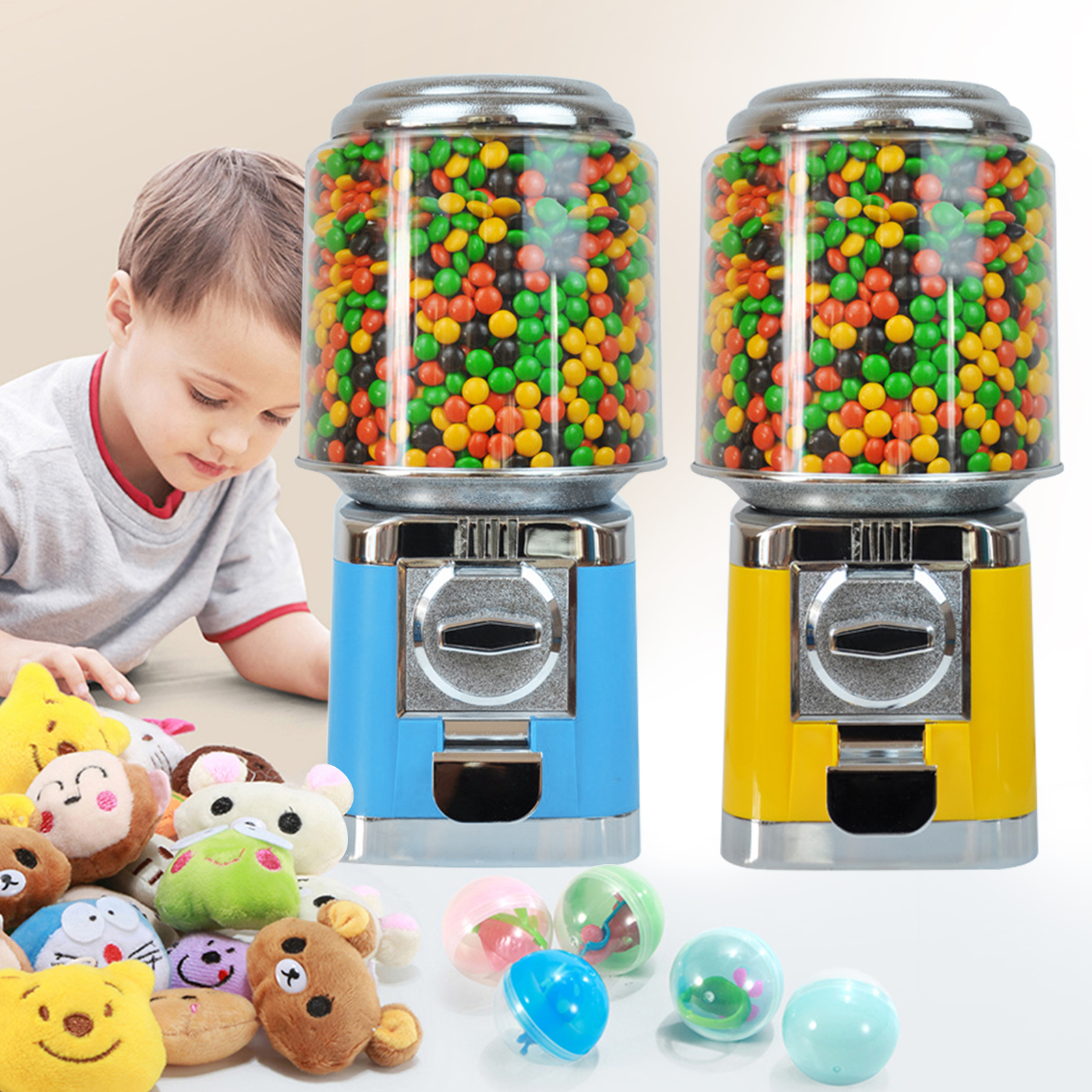 Commercial Mini Candy Vending Machine - Automatic 32mm Candy & Chocolate Bean Dispenser - Toy Vending Machine (Yellow) - Perfect for Retail Stores, Arcades & Birthday Parties
