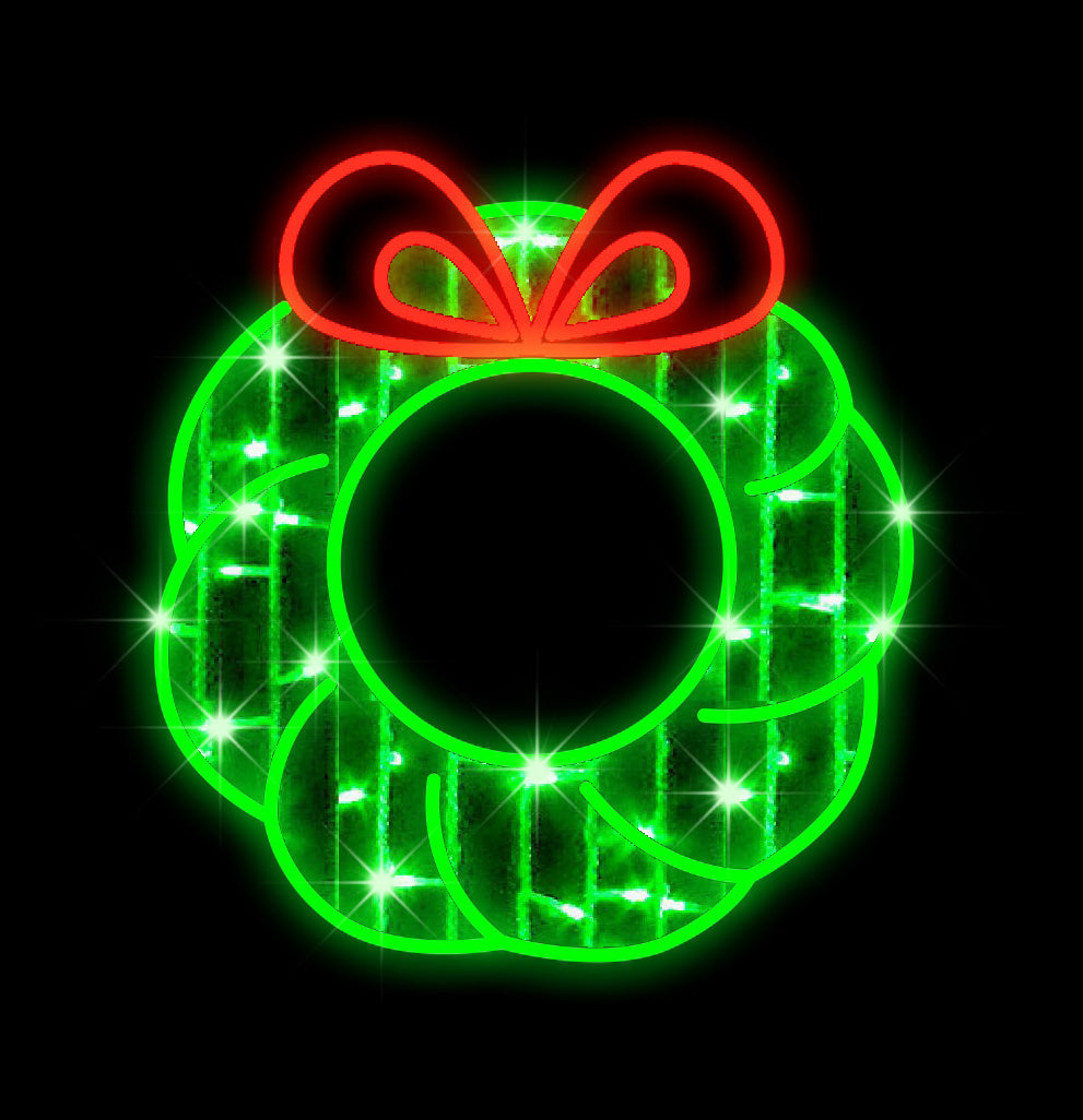 2' Red and Green LED Christmas Wreath - Battery Operated Holiday Window Decor for Home, Door, and Indoor/Outdoor Holiday Lighting - Perfect for Christmas, Xmas Tree, and Winter Festival Decorations