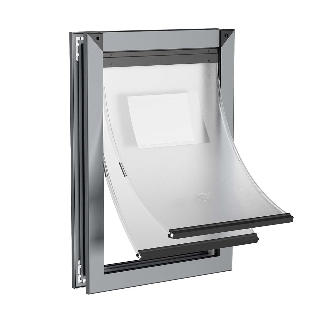 Durable Aluminum Medium Dog Door for Exterior Doors - Double Magnetic Flaps & Sliding Lock Panels - Perfect for Dogs & Large Cats up to 40lbs - Ideal for Patio, Garage & Backyard Access
