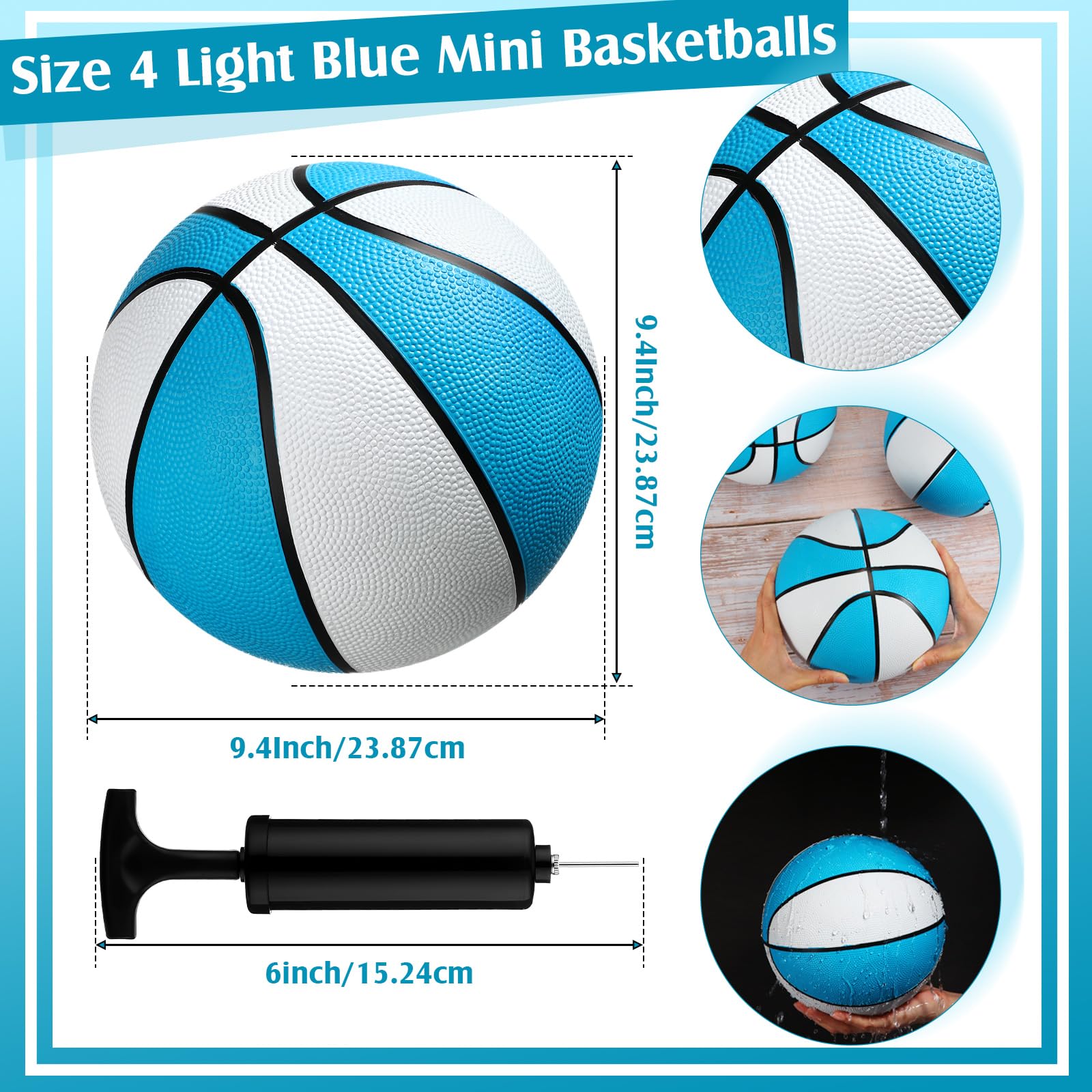 Honoson 6 Pack Waterproof Pool Basketballs - Size 7 for Kids, Lakes & Parties