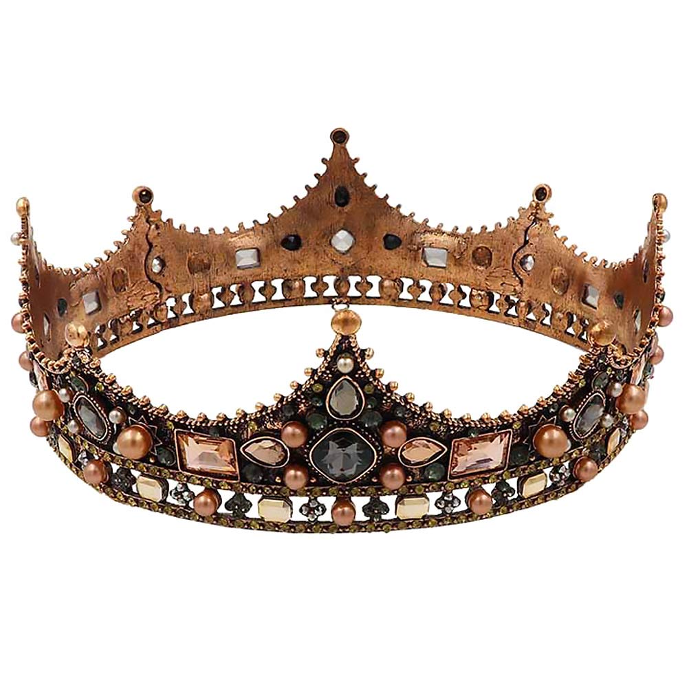 Baroque Crown Bridal Headpiece - Rhinestone Tiara for Girls, Princess Costume Accessory with Pearls | Luxury Wedding Headdress, Palace Hair Jewelry for Pageants, Prom & Special Occasions