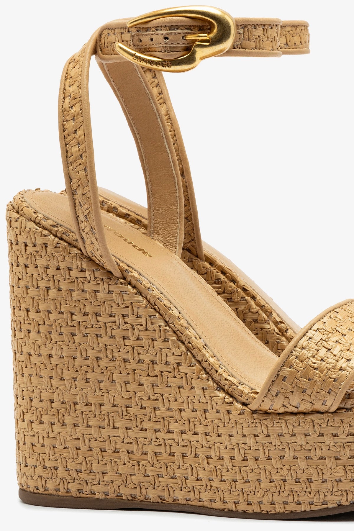 Verona Hi Wedge Sandals in Beige Leather & Natural Raffia - Comfortable Summer Wedges for Women, Perfect for Beach Vacations, Date Nights & Casual Outings