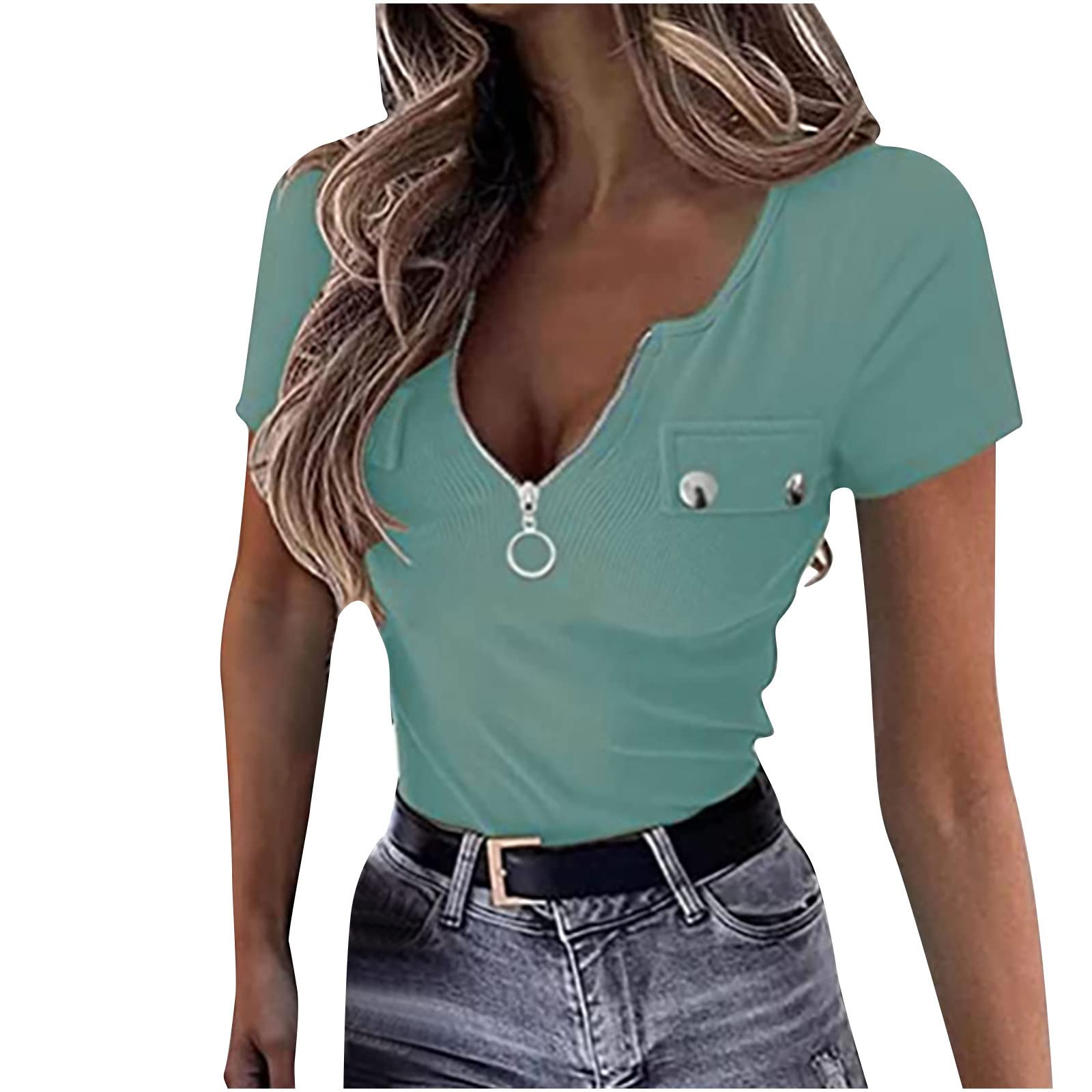 Stylish Women's V-Neck Short Sleeve T-Shirt - Cute Summer Tops for Casual Wear, Party & Going Out | Breathable Comfort for Daily Outfits & Social Events