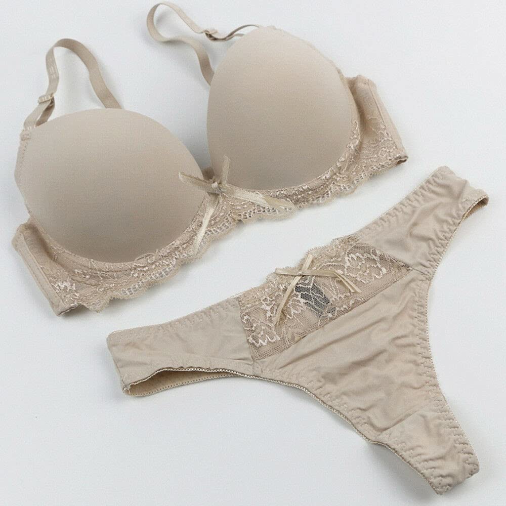 Sexy Women's Lace Plunge Bra & Panty Set with Underwire - Perfect for Valentine's Day, Date Night & Special Occasions