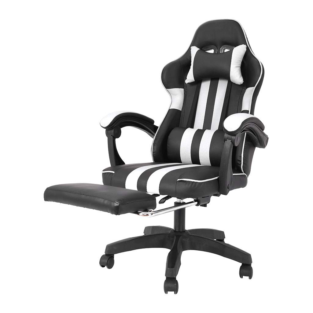 Ergonomic Gaming Chair with Adjustable Height & 360° Swivel - Comfortable Computer Office Chair with Footrest for PC Gamers & Home Office Workers - Perfect for Long Gaming Sessions & Remote Work